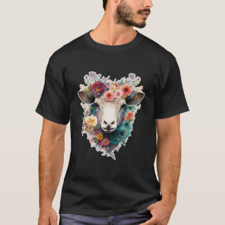 Camiseta Oveja De Flor Cuidada En Oveja Floral De Verano