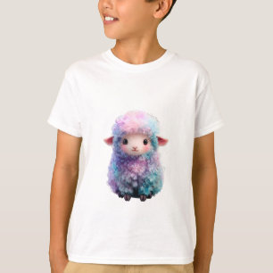 Camiseta Oveja de lana rizada arcoíris pastel para niños