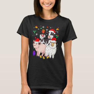 Camiseta Oveja de Navidad Pollo Vaca de Navidad con Sombrer