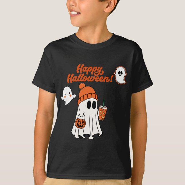 Camiseta Oveja En Calabaza Corta Oveja Feliz Halloween (Anverso)