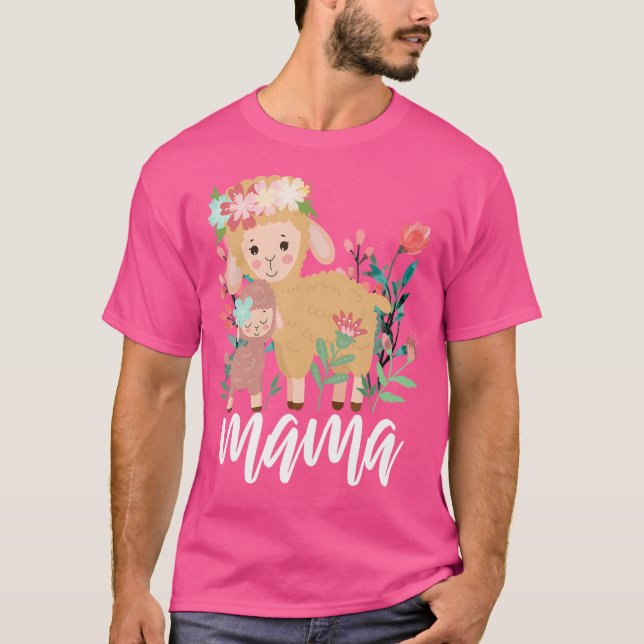 Camiseta Oveja Floral Mamá Bebé Día De Madre Animal Ella (Anverso)