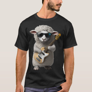 Camiseta Oveja Jugando Guitarra Eléctrica Oveja Guita