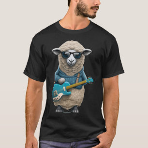Camiseta Oveja Jugando Guitarra Eléctrica Oveja Guita