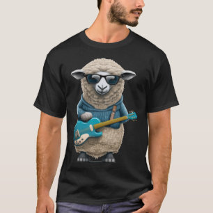 Camiseta Oveja Jugando Guitarra Eléctrica Oveja Guita