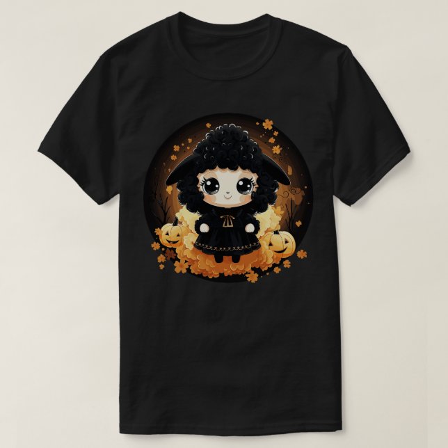 Camiseta oveja kawaii vestida con un disfraz de Halloween y (Diseño del anverso)