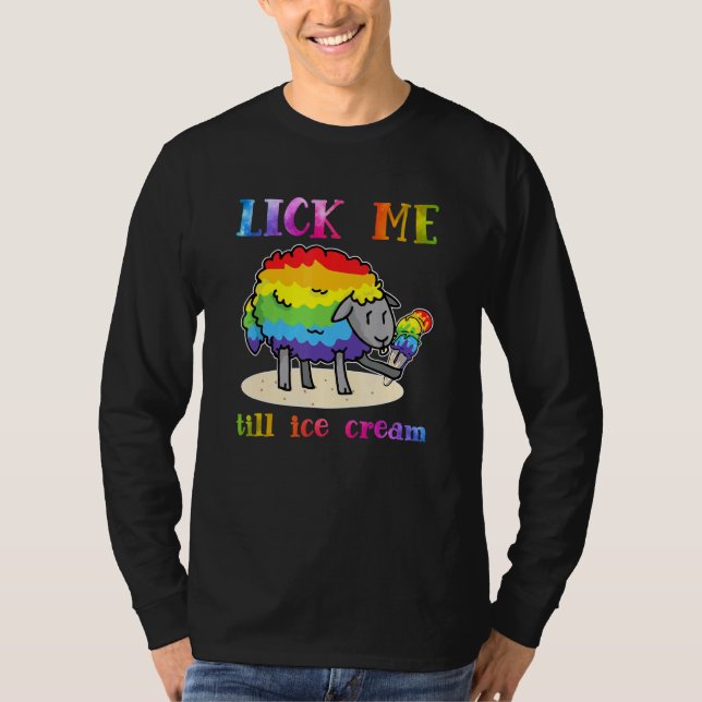 Camiseta Oveja Lgbt Lick Me Lick Hasta Que Crema De Hielo L (Anverso)