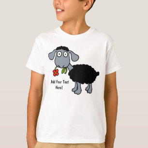 Camiseta Oveja Negra Cordero con Flor Roja Personalizada