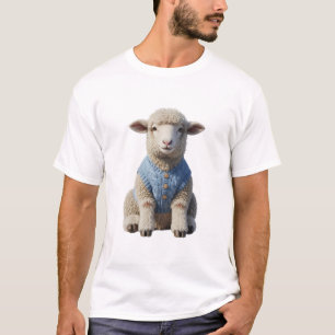 Camiseta Oveja Pequeña Adorable que Lleva Chaleco de Punto 