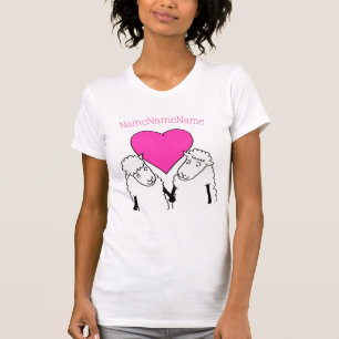 Camiseta Oveja Personalizado y corazón rosado