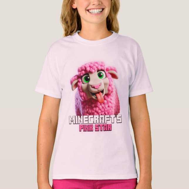 Camiseta Oveja rosa de Minecraft, Minecrafter, linda, diver (Anverso)