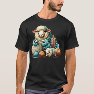 Camiseta Oveja Tejiendo Ganchillo Hilo Manualidades Tejedor