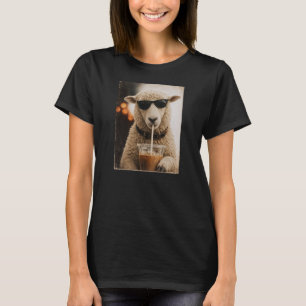 Camiseta Ovejas geniales bebiendo café helado