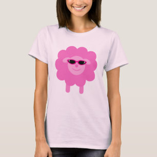 Camiseta Ovejas rosadas lindas con las gafas de sol
