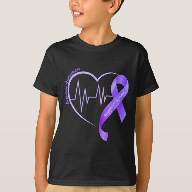 Camiseta Overdose Awareness Month Purple Ribbon Heart Suprt (Anverso)