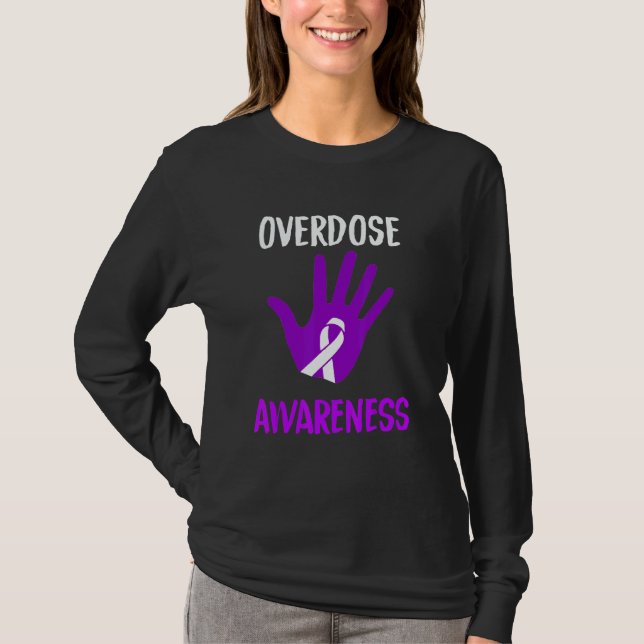 Camiseta Overdose Awareness Purple Ribbon Drug Addiction Re (Anverso)