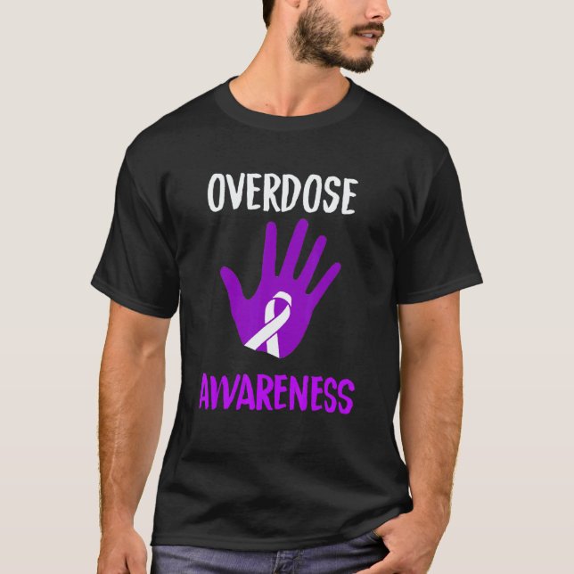 Camiseta Overdose Awareness Purple Ribbon Drug Addiction Re (Anverso)