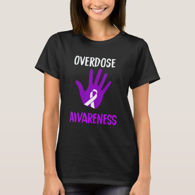 Camiseta Overdose Awareness Purple Ribbon Drug Addiction Re (Anverso)