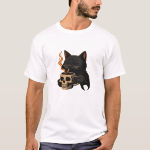 Camiseta oversize de Dark Cat Coffee con taza de c