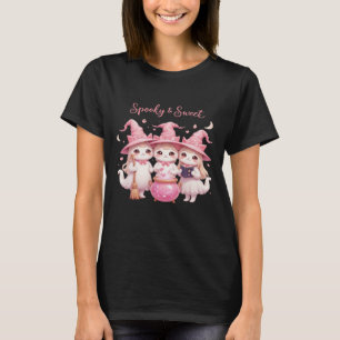 Camiseta oversize de gato bruja lindo espeluznante