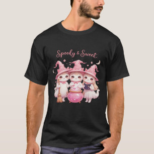 Camiseta oversize de gato bruja lindo espeluznante