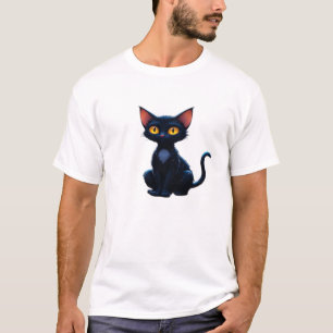 Camiseta oversize de gato misterioso bajo la telar
