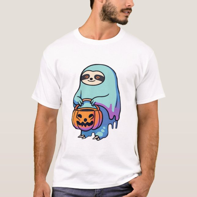 Camiseta oversize de Halloween fantasma de perezos (Anverso)
