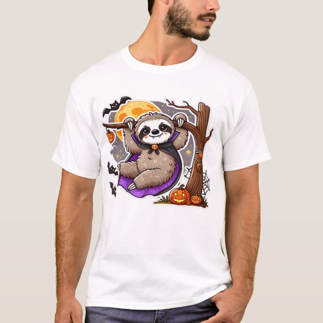 Camiseta oversize de Sloth de Halloween Chill Thri (Anverso)