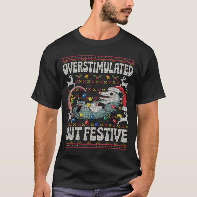 Camiseta Overstimulated But Festive Ossum Christmas Ugly Sw (Anverso)
