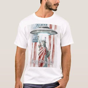 Camiseta OVNI 4 de julio Estatua de la Libertad Graciosa Ar
