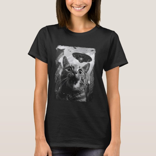 Camiseta OVNI alienígena del gato estadounidense Shorthair  (Anverso)