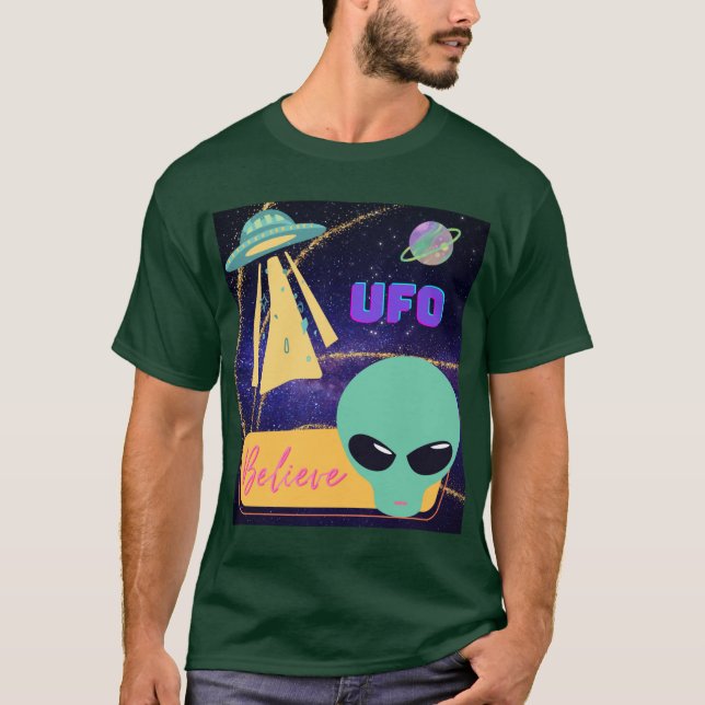 Camiseta ovni, cree en extraterrestres (Anverso)