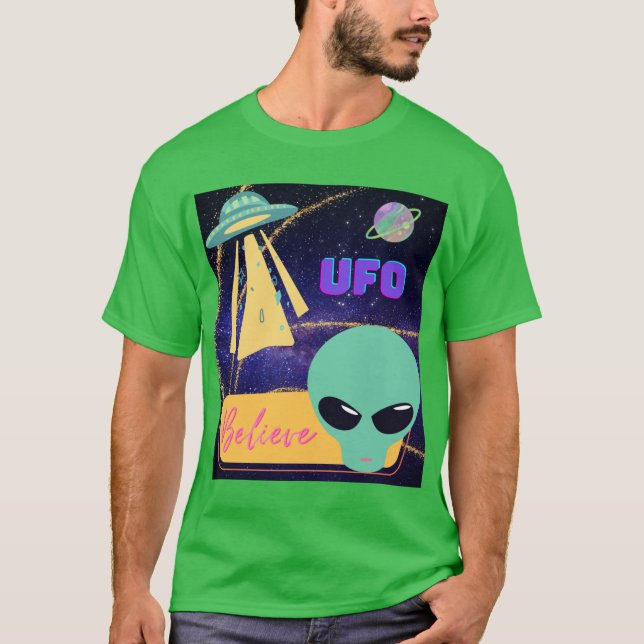 Camiseta ovni, cree en extraterrestres (Anverso)
