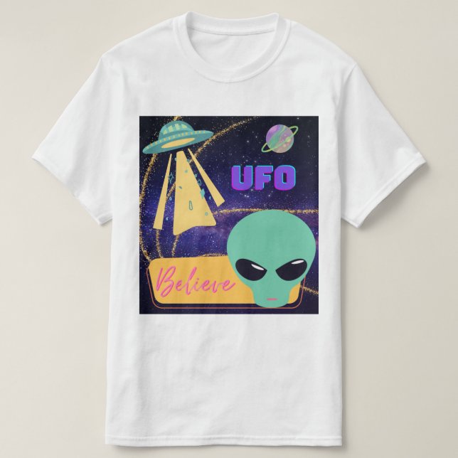 Camiseta ovni, cree extraterrestre (Diseño del anverso)