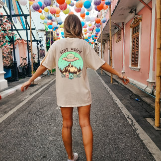 Camiseta OVNI de impresión Alien Back, Stay Weird, estilo d