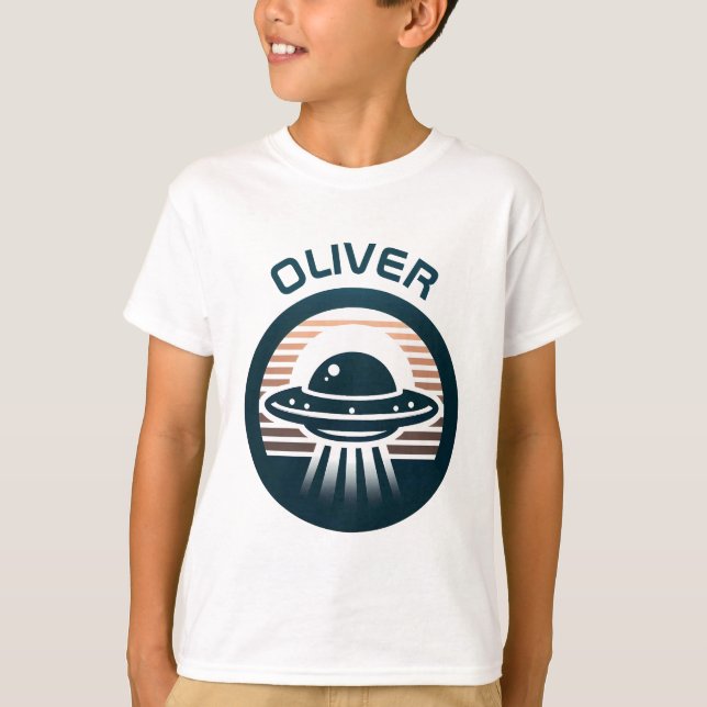 Camiseta OVNI para niños al atardecer (Anverso)