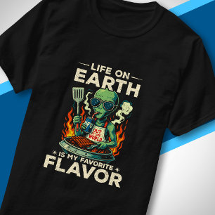 Camiseta OVNI Parrillada Vida en la Tierra Retro Ciencia Fi