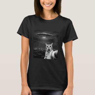 Camiseta OVNI Selfie Gato Divertido Invasión Alien