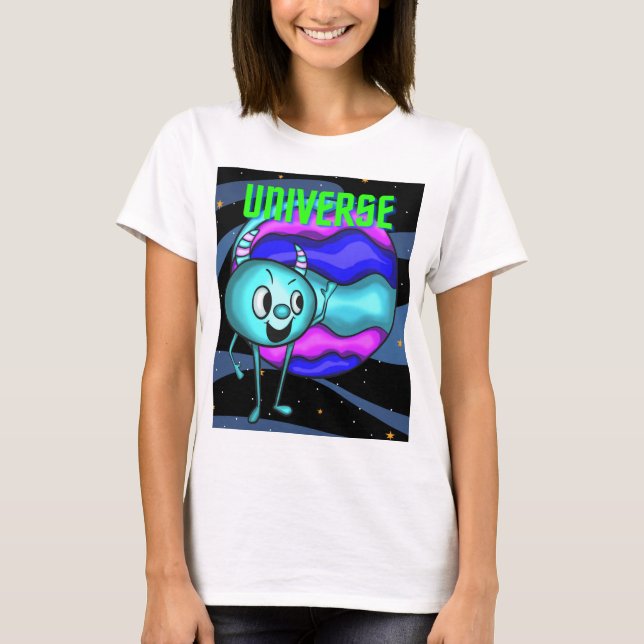 CAMISETA OVNI Y PLANETA UNIVERSOS (Anverso)