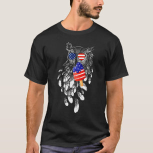 Camiseta Owl 4 De Julio Bandera Estadounidense Helado
