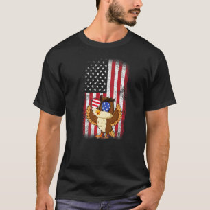 Camiseta Owl Bandera Estadounidense Niños Chicas Hombres Mu