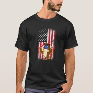 Camiseta Owl Bandera Estadounidense Niños Chicas Hombres Mu