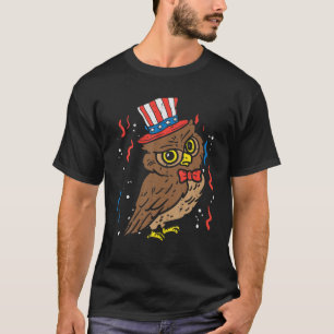 Camiseta Owl Bandera Estadounidense USA 4 De Julio Patriota