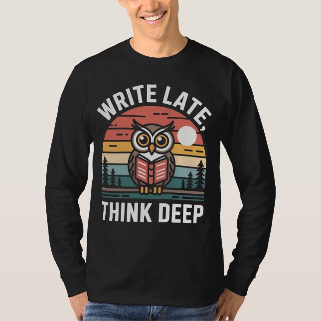 Camiseta  Owl Book Moon Vintage Sunset (Anverso)