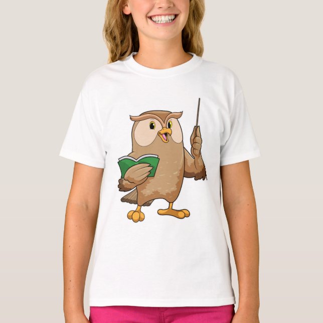 Camiseta Owl como profesor con libro y puntero (Anverso)
