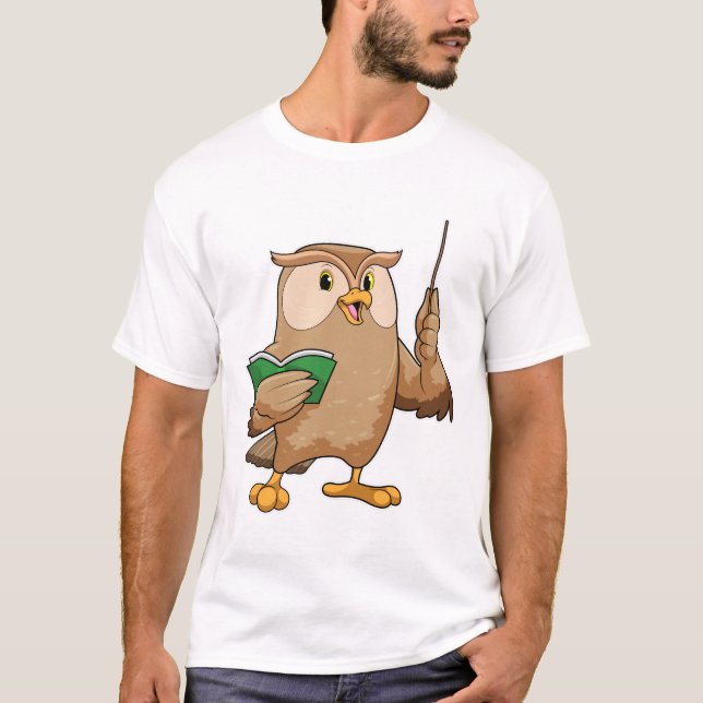 Camiseta Owl como profesor con libro y puntero (Anverso)