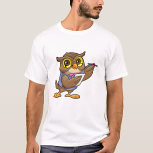 Camiseta Owl como secretario con lápiz y nota