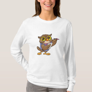 Camiseta Owl como secretario con lápiz y nota