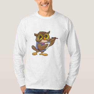 Camiseta Owl como secretario con lápiz y nota
