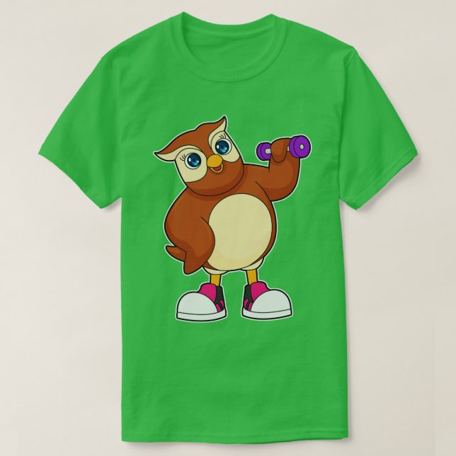 Camiseta Owl Fitness Dumbbell (Diseño del anverso)