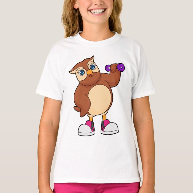 Camiseta Owl Fitness Dumbbell (Anverso)